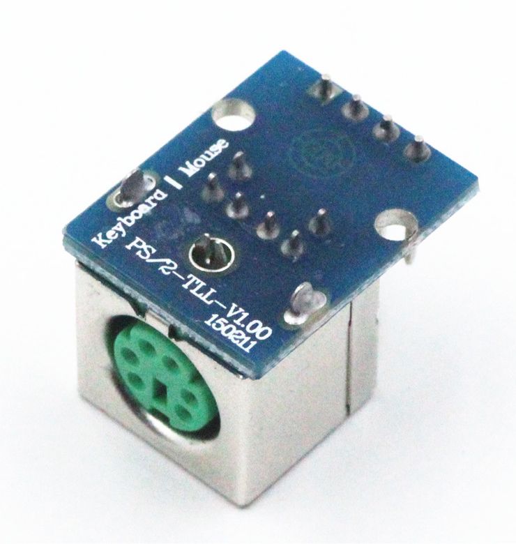 DIN-6 mini connector breakout module groen (PS2) onderkant schuin